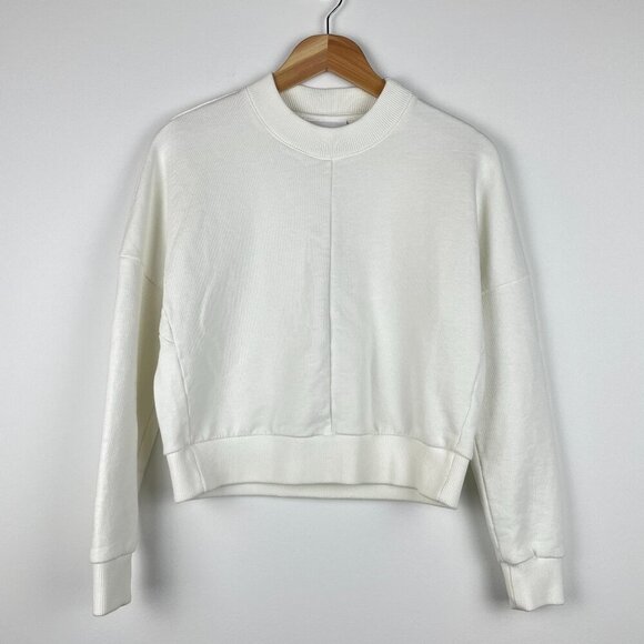 Harmony Paris Women's White Cropped Sweatshirt w/ Center Seam - Size XS - Picture 1 of 6